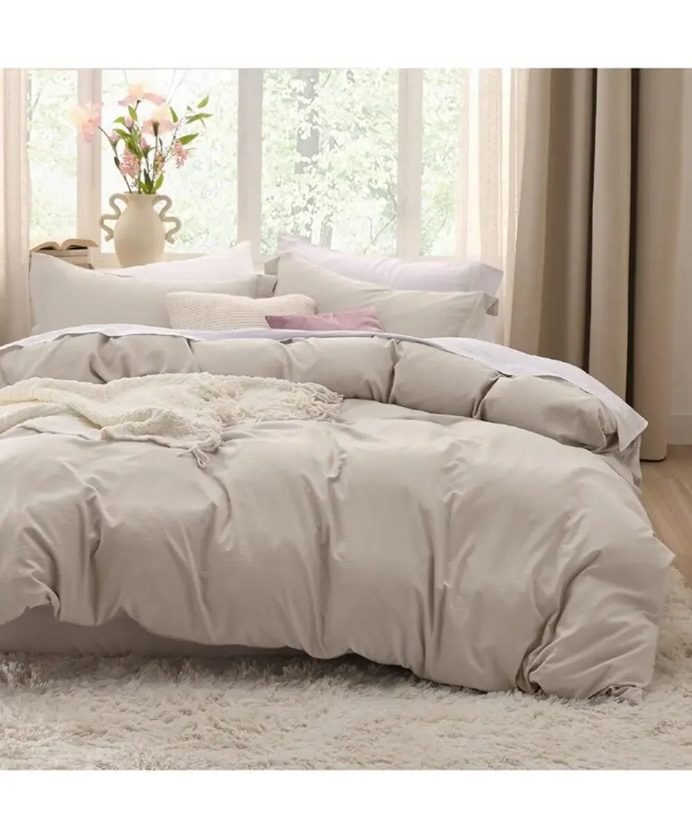 Bedsure Linen Duvet Cover King Size - Soft Brushed Microfiber Duvet Cover for 3